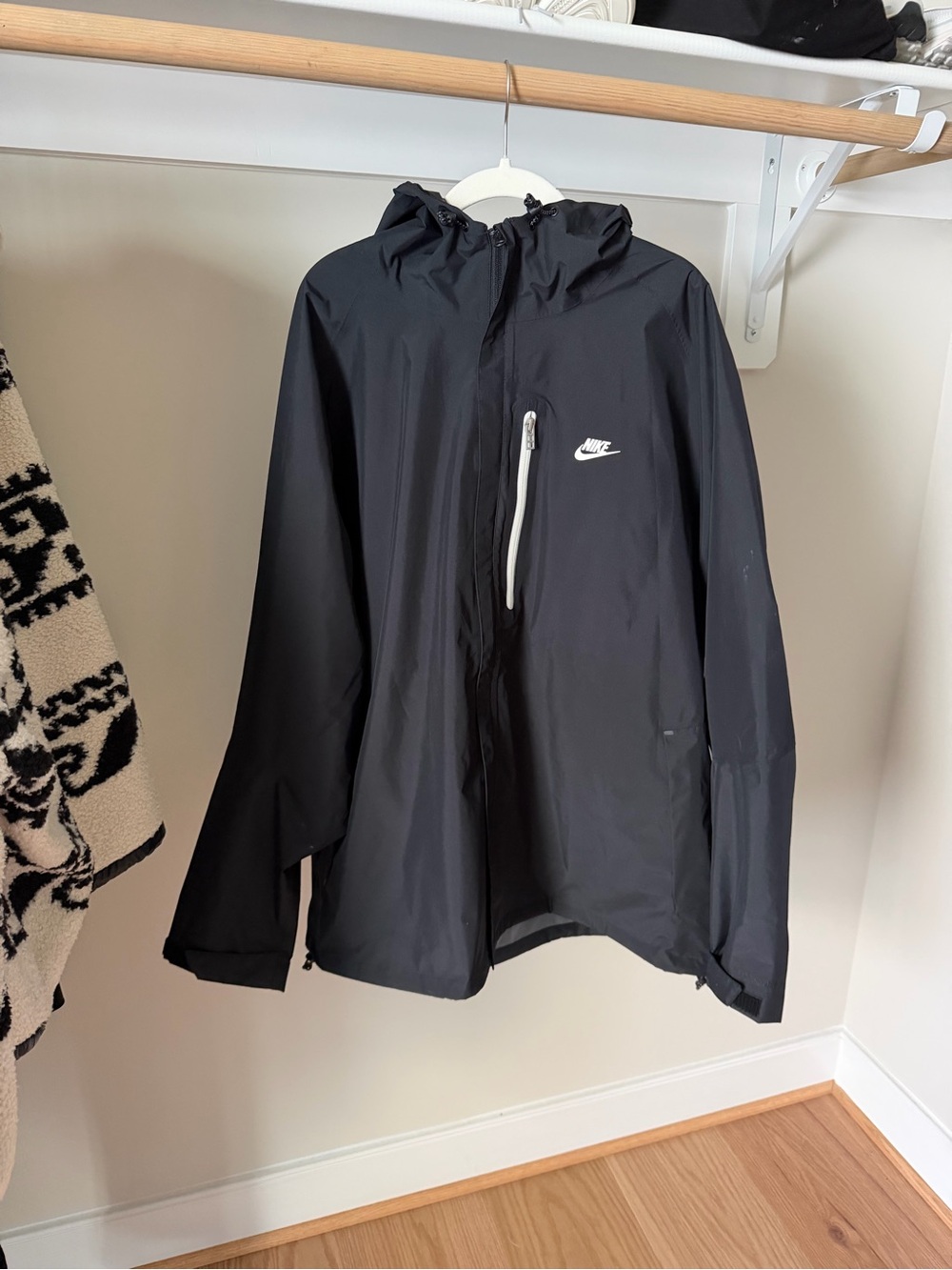 Nike Men's Black Hooded Windbreaker Jacket — XXL NWOT
